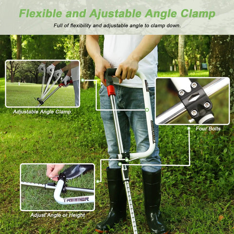 Ergonomic Weedeater Handle Extension for String Trimmer Keeps You Standing Up Straight And A Back Saver For Edging And Trimming 17.7 Inch Lawn Care And Landscaping aluminum handle with adjustable angle clamp
