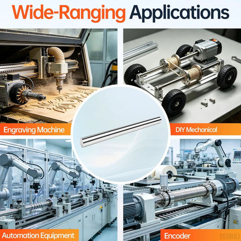 Smooth As Hell 2 Pcs 6mm By 100 Mm Linear Motion Rods displayed with engraving machine and automation equipment