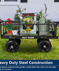 10-Inch No-Flat Tires Heavy Duty Garden Cart With 180 Degree Rotating Handle And Removable Sides 4 Cu Ft 880 Lbs Capacity Utility Steel Wagon loaded with garden supplies