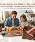 A father and daughter using Copper Zinc Electroplating Kit 20 Pieces Metal Sheets 1.57x0.35x0.08 Inches for a science project.