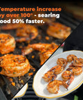 Close-up of grilled shrimp showing Starter Kit With Natural Sugar Maple Charcoal Chips And Stainless Steel Grid Delivers True Charcoal BBQ Flavor On Gas Grills In 10 Minutes A Smoker Box Alternative For Propane Grills 2lb Bag