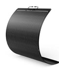 Side view of a 100W Ultra Thin Flexible Solar Panel 12V 23 Percent High Efficiency ETFE Monocrystalline Panel with 240 Degree Bendable Design.