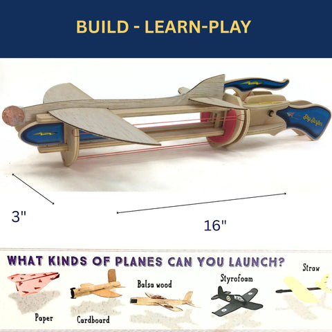 Paper Airplane Launcher STEM Kit For Kids Teens And Adults A Hands On Engineering Project That Lets You Build A Wooden Launcher In About 60 Minutes And Fly Custom Planes While Learning Science, wooden launcher shown with 16-inch length