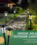 Outdoor Solar Lights For Yard And Pathway Waterproof Landscape Lighting For Garden Patio Walkway Driveway 8 Pack Warm White With Snowflake Pattern No Fuss Install Energy Saving Solar Path Lights illuminating a garden pathway.