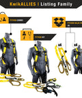 Heavy Duty Double Leg External Shock Absorber Safety Lanyard, 6ft Extends To 7ft 2In, shown with harness and connectors.