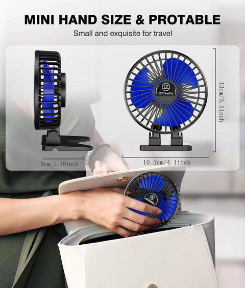 USB Desk Fan Mini Portable Personal Desktop Cooling Fan With Three Speeds, Plug In Power, Quiet Brushless Motor, Black And Blue