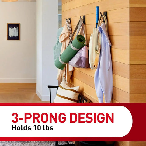 Super Tough X Large Matte Black Triple Hooks For Walls And Doors Damage Free Holds Ten Pounds Each Zero Fuss Quick Peel Stick Setup Keeps Your Room Legit Organized And Totally Secure All Week