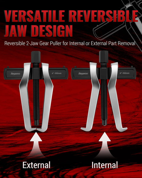 Two Jaw Reversible Gear Puller Set For External And Internal Removal Up To 4.4 Inch External And 4.79 Inch Internal Reach, product comparison