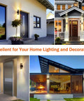No Fuss Auto On Outdoor Wall Lights 2 Pack Up And Down Porch Lights lighting various house exteriors at night