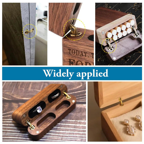 Badass Slick Brass Barrel Hinges 12 Pack 8mm Concealed 180 Degree Cabinet Hinges For Jewelry Boxes Woodworking DIY Crafts in use on various jewelry boxes.