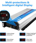 Beefed Up 3000W Pure Sine Wave Inverter For RVs And Off Grid 12V DC To 110V 120V AC ETL Listed UL458 digital display and features