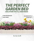 Galvanized Raised Garden Bed Kit 8x2x1 Ft Two Pack Outdoor Metal Planter Boxes For Vegetables And Flowers Built To Last No Fuss Setup Rust Resistant White Finish displaying flowers and plants.