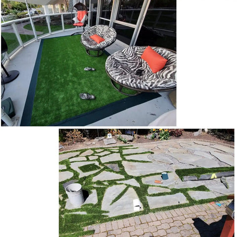 Outdoor patio and garden setup with Self Adhesive Turf Seam Tape For Artificial Grass Heavy Duty Butyl Coated Seaming Tape For Indoor