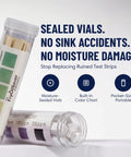 Dual Sanitizer Test Kit for Commercial Kitchens with 200 Strips, Quat 0-400PPM and Chlorine 0-200PPM, Pro-Grade Food Service Testing for Bars, Restaurants, and Cafes, sealed vials with color chart