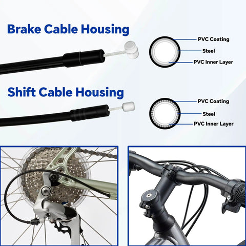 103 Piece Universal Bike Brake And Shift Cable Kit With Stainless Line Cutter Including Brake Cables, Shift Cables, Cable Housing Details