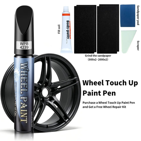 Armor Black Wheel Touch Up Paint Straight Up Easy Fix For Curb Scuffs On Tesla Model Y And Model S Crossflow Induction Alloys Keep Ya Ride Running Smooth For Days, featuring repair pen and accessories.