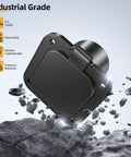 Heavy Duty 15A AC Shore Power Flanged Inlet With Waterproof Nema 5-15P Male Receptacle close-up view on rocky background.