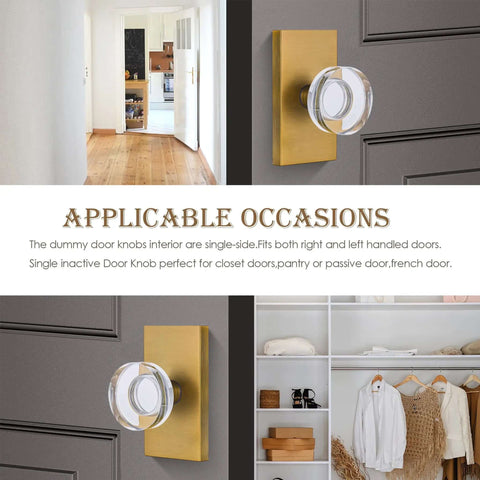 Crystal Glass Door Knob Set In Antique Brass Finish Non Locking Handles For Bifold Closet Barn And French Doors 2 Pack
