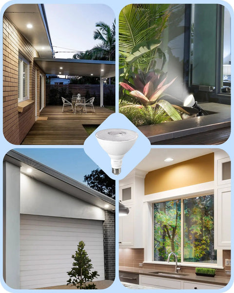 Super Bright Par38 LED Flood Light Bulbs Outdoor Dimmable 5000K Daylight 1800 Lumens Weatherproof Flicker Free 4 Pack Built Different For Any Driveway Or Patio