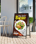 Double Sided 24x36 Inch Street Poster Sign Heavy Duty Folding Sidewalk Board With Slide In Steel Frame Outdoor Indoor Advertising