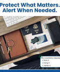 Motion Sensor Alarm With Tamper Alerts For Gun Safes Cabinets And Drawers No Monthly Fees Instant App SMS And Email Alerts 2 4 GHz WiFi Required Rechargeable Battery Lasts 12 To 18 Months IFTTT Ready Easy Install in drawer with keys and passports