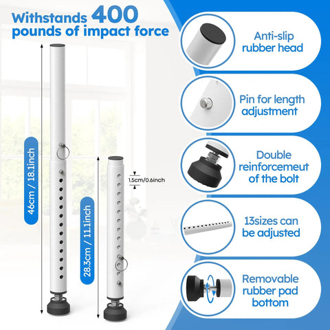 Heavy Duty Adjustable Window Security Bars Fit Sliding Or Vertical Frames Lock Your Spot Tight While Pulling In Fresh Air White Set Of Two with anti-slip heads