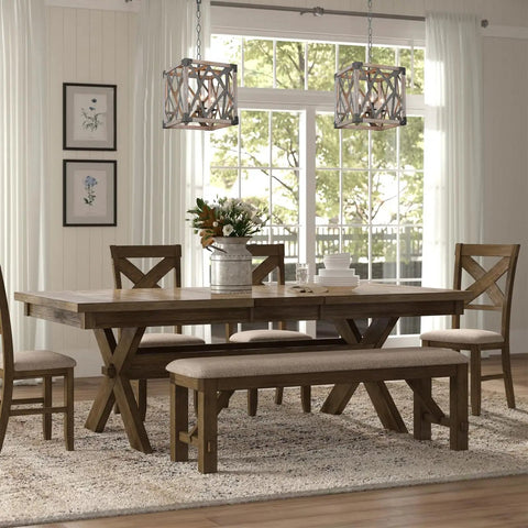 Dining room with 4 Light Wood And Black Metal Pendant Lights For Kitchen Island Modern Farmhouse Rustic Dining Room Chandelier Lighting