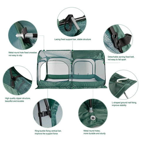 Pop Up Chicken Run Portable Pen With Three Doors, Super Easy Setup For Small Animals, Outdoor Garden Coop, durable mesh