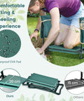 Person using Two In One Garden Kneeler Bench with Large Tool Pouches, foldable EVA foam kneeling pad for weeding and planting.