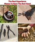 FINDMAG 2.36-inch neodymium fishing magnet kit collage: front magnet can, magnet attached to rock, rusted tools, hand holding rusted metal.