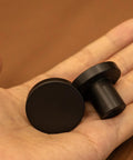 Top Shelf Matte Black Six Pack Round Cabinet Knobs And Drawer Pulls For Kitchen Cupboards Dressers Closets in hand, solid aluminum build.