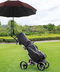 Portable Patio Umbrella With Solid Clamp Mount For Beach Chairs And Golf Carts, No Fuss Manual Open Close, Heavy Duty Sunshade delivers UV block on golf cart.
