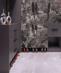 Dark Marble Peel And Stick Wallpaper For Countertops And Cabinets, Waterproof Vinyl Wrap on cabinet doors in a closet