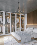 Bedroom with Rustic Farmhouse Wagon Wheel Chandelier With 8 Lights Large Round Kitchen Island Light In Smoked Birch Finish