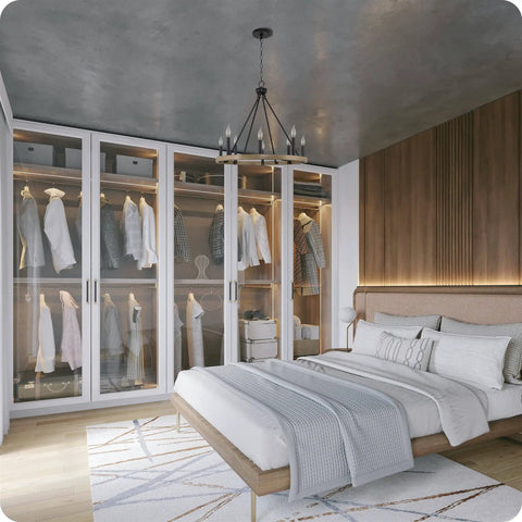 Bedroom with Rustic Farmhouse Wagon Wheel Chandelier With 8 Lights Large Round Kitchen Island Light In Smoked Birch Finish