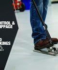User applying force with Southwire 3/4 Inch Emt Conduit Bender Hand Tool featuring a serrated step and easy-to-read markings.