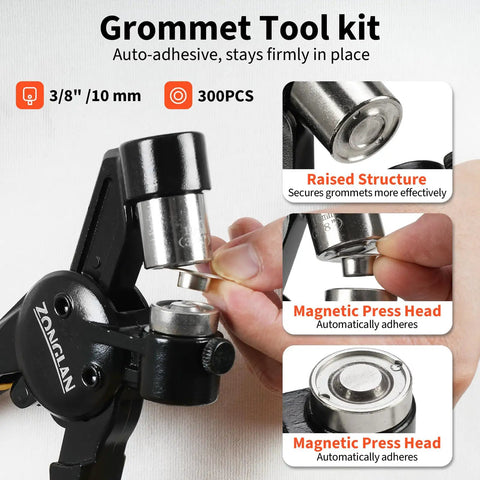 Heavy Duty Grommet Tool Kit with 300 Grommets