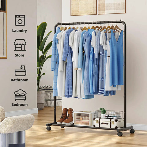 Heavy Duty Portable Garment Rack With Rust Proof Steel Construction, Freestanding Clothes Rail For Hanging Drip And Streetwear, Space Saving Apparel Stand That Keeps Your Fit Stack Organized