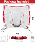 Portable 7x7 Baseball Net For Batting And Pitching, Oversized Hitting Net With Carry Bag Highlighting Included Parts