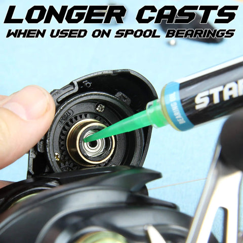 Reel Care Oil And Grease Kit With Two 10ml Syringes For Spinning And Baitcasting Reels, Works In Freshwater Saltwater Hardwater, Low Temp Performance -50F/-40C, All Weather Reel Maintenance For Smoother Casting And Longer Gear Life. Spool bearing lubrication with syringe tip