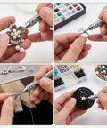 Top Shelf 3 Piece Pin Vise Set Featuring Double Ended Hand Drills With Solid Brass Chucks in use for jewelry making.