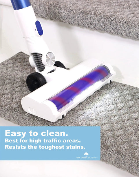 Vacuum cleaning Bayside Charm Dark Grey Carpet Stair Treads With Anti Slip Backing For Wooden Stairs Indoor Mats 27x9.75 inches