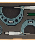 0 To 3 Inch Outside Micrometer Set With Standards,.001 Inch Resolution, Carbide Measuring Faces, Satin Chrome Finish, Pro Grade Precision Tools For Industrial Use in case