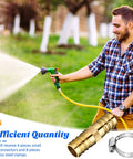 Man using garden hose with 12 Piece Hose Repair Kit With Brass Barb Fittings For 5/8 To 3/4 Inch Hoses Garden Water Hose Connectors