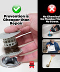 Hand holding Bathtub Drain Hair Catcher In-Drain Tub Strainer Clog Prevention device with hair