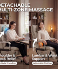 Dual Motor Executive Reclining Office Chair With Footrest And Massage Lumbar Support shown in two reclining positions