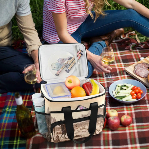 Go-To Insulated Lunch Bag With Shoulder Strap For Picnic, Hiking, Camping Or Work, 15L Big Capacity, Tear-Resistant Polyester With PEVA Liner