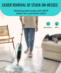 Heavy Duty Steam Mop And Electric Floor Steamer Scrubber With Rapid Electric Spin Pads For Hardwood Tile Laminate And Vinyl Kicking Grime To The Curb And Delivering A No Sweat Deep Clean Daily in action on a hardwood floor.