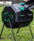 43 Gallon Dual Chamber Compost Tumbler With 360 Degree Tumbling For Fast Aeration And Nonstop Composting Dual Chamber Bin Built To Last For Kitchen Scraps And Yard Waste In Black