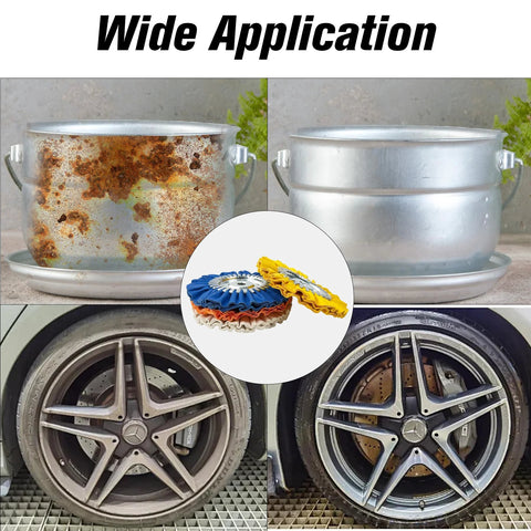 Konvixon 8-inch buffing wheel kit with 9 discs; polishing set for grinders; rusted and polished pots and wheels